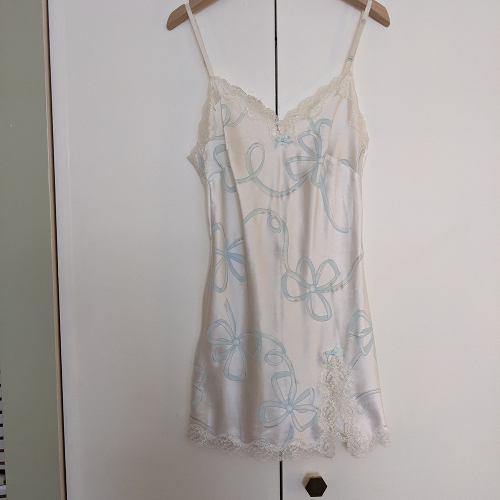 Victoria's Secret Cream and Blue Floral Slip